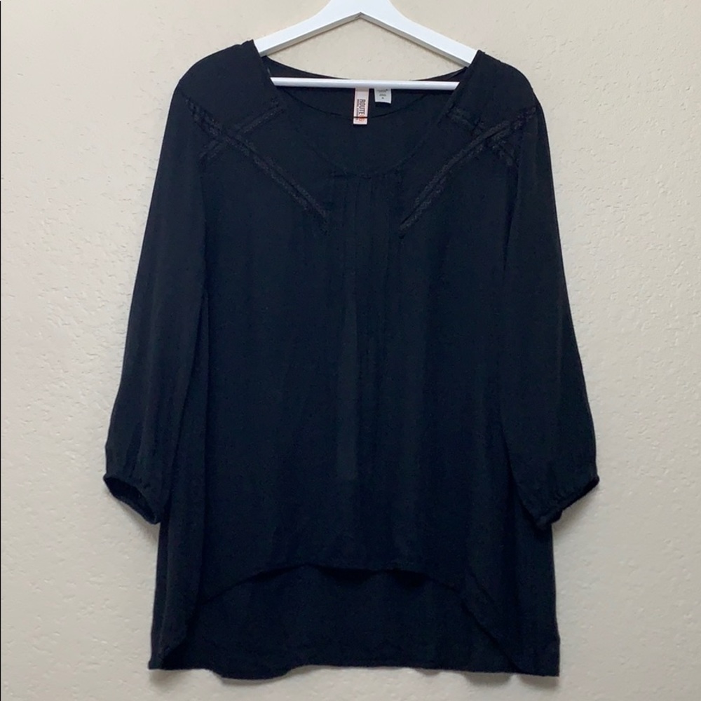 Route 66 Black Scoop Neck Mid Sleeves Sz XL